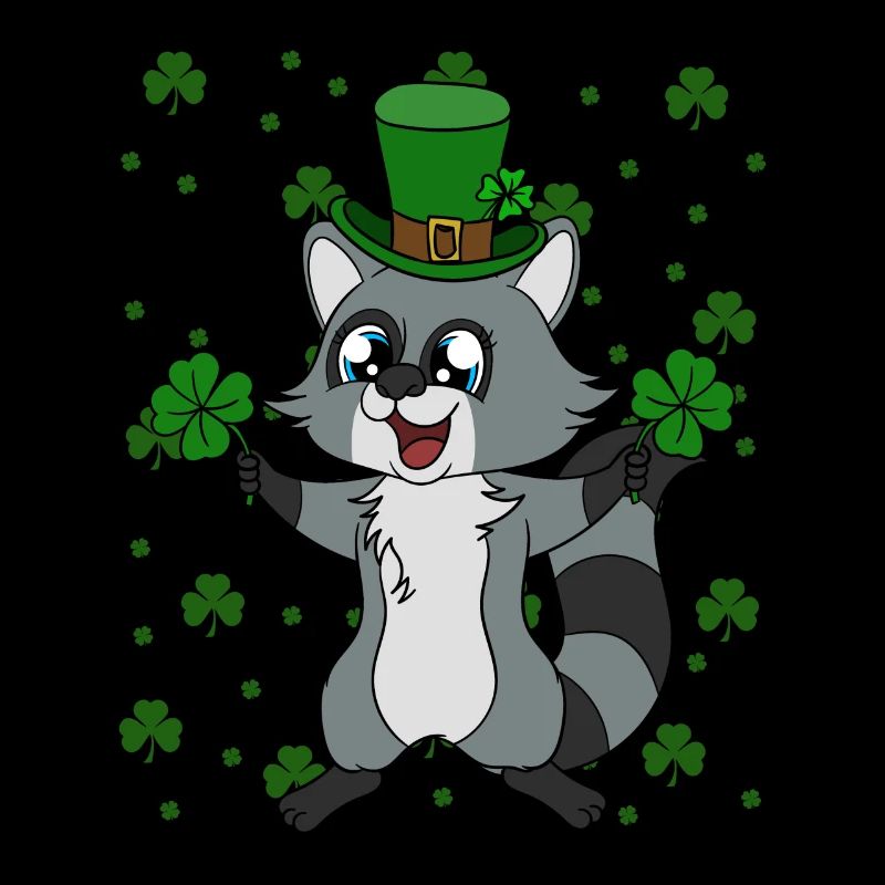 Waschbär Kleeblätter Saint Patrick's Day