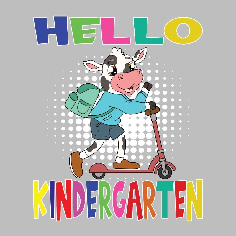 Hello Kindergarten Cow With Scooter