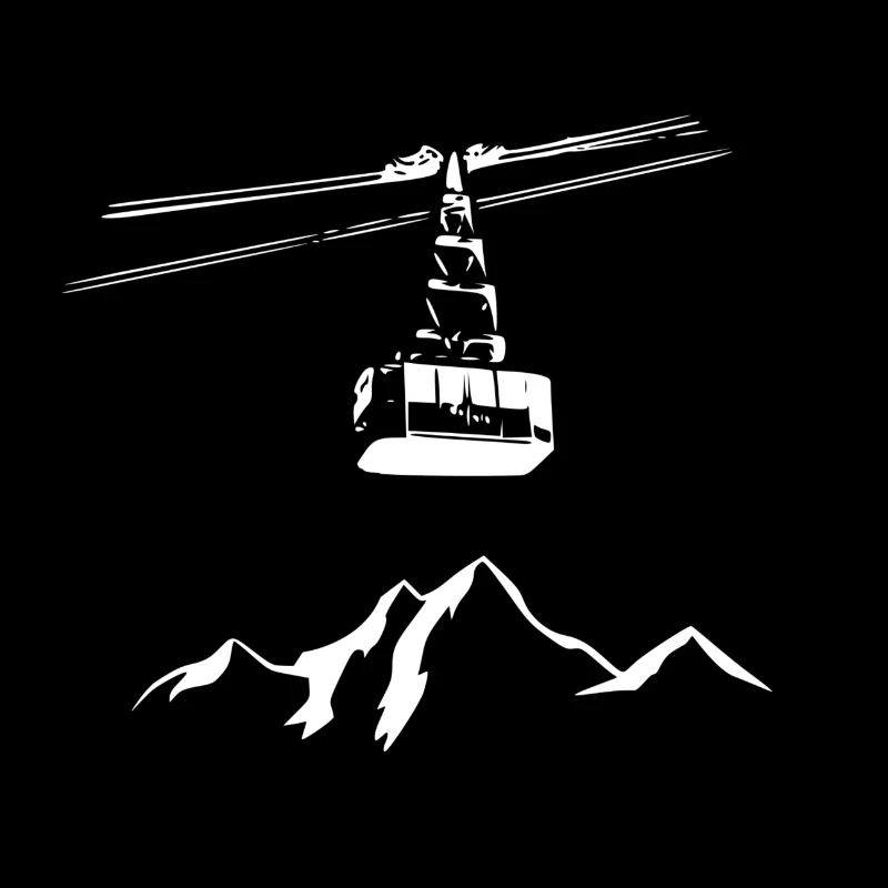Mountain with gondola white