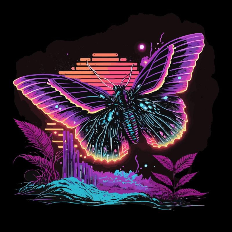 Glowing Vaporwave Butterfly