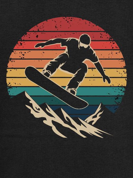 Retro Snowboarding Mountain Sunset Snowboard