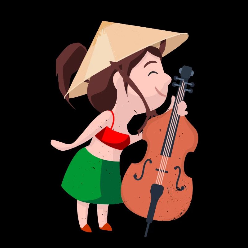 Eine Mädchen mit Kontrabass