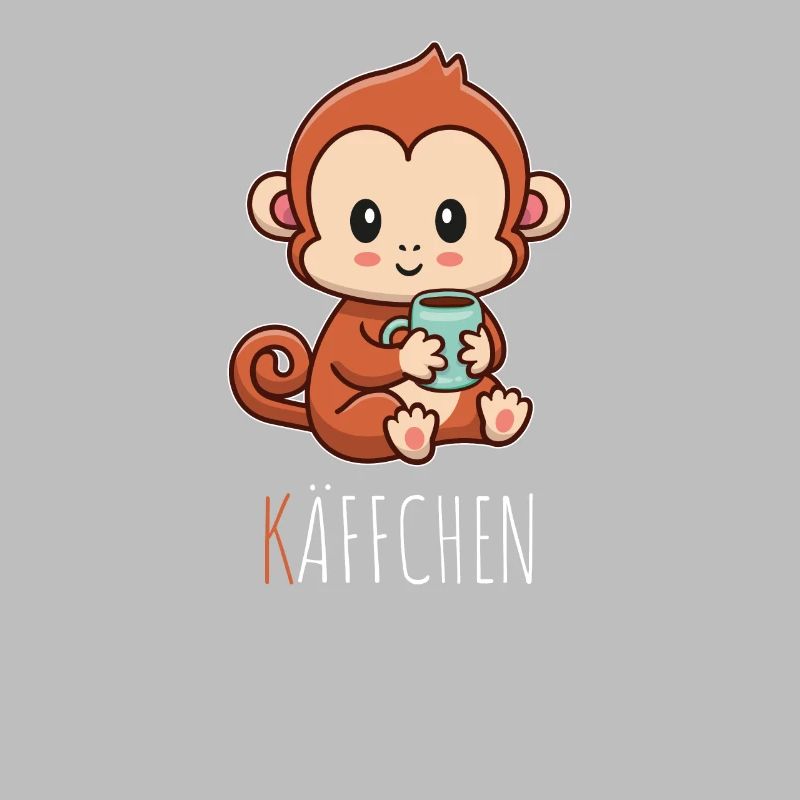 Käffchen Äffchen mit Tasse Kaffee Kaffeetrinker