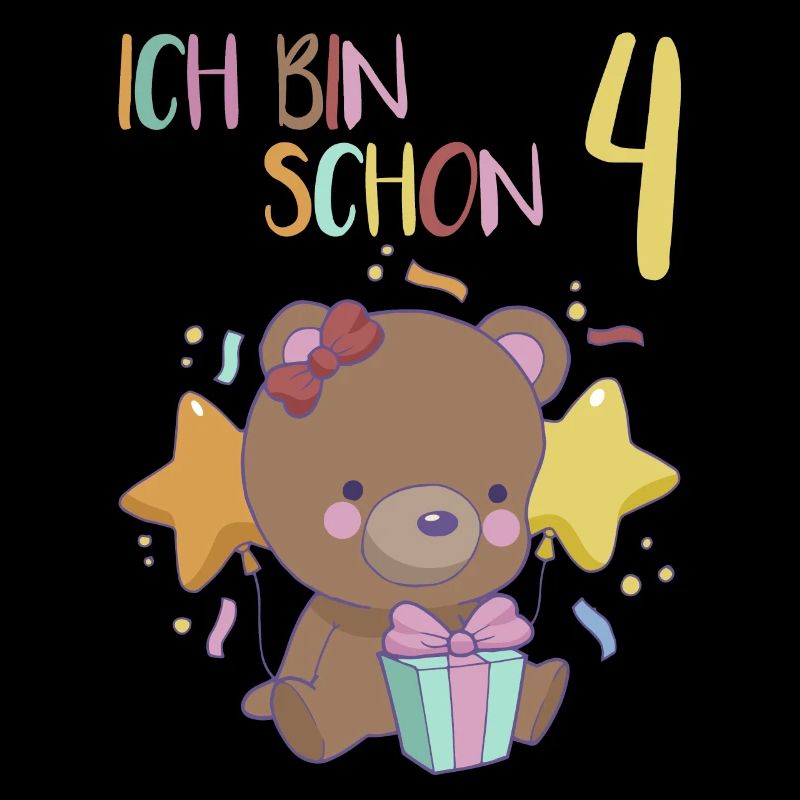4. Geburtstag Mädchen 4 Jahre Bär Ich Bin 4