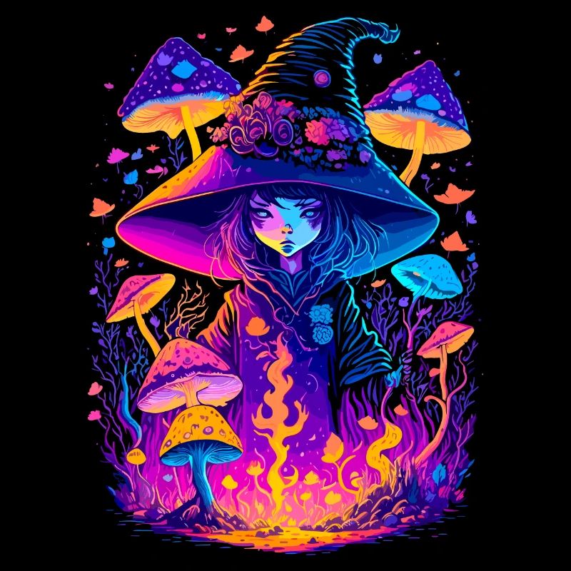 Witch with psychedelic mushrooms - Walpurgis Night