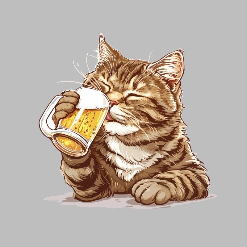 Cute Cat Drinking Beer 2