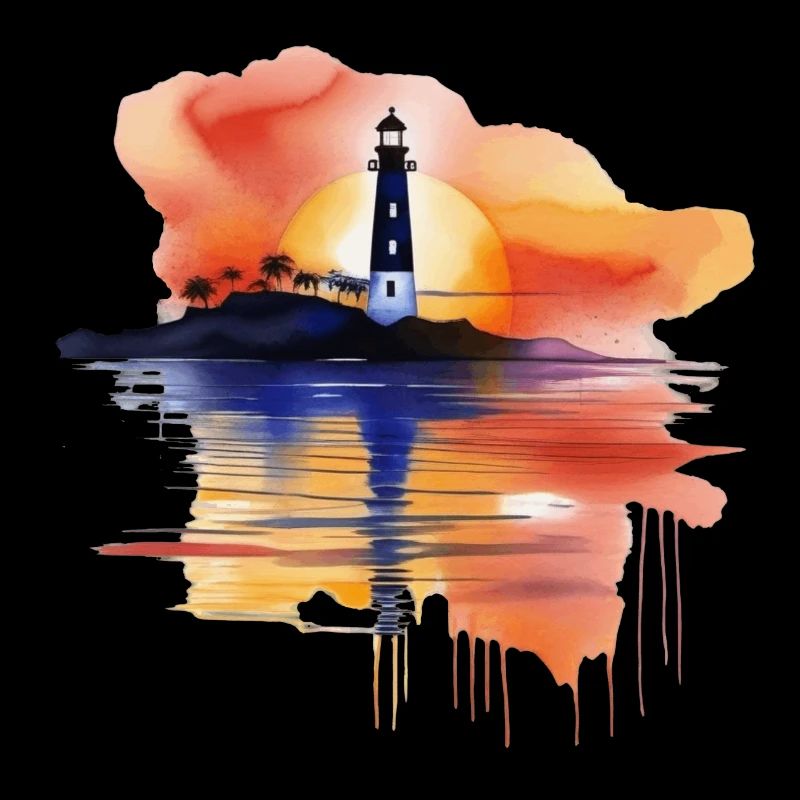 Scène de phare à l'aquarelle
