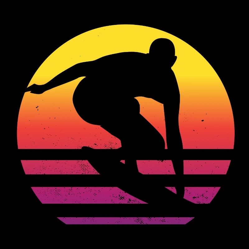 Surfer Rétro Surf Surf Coucher de soleil