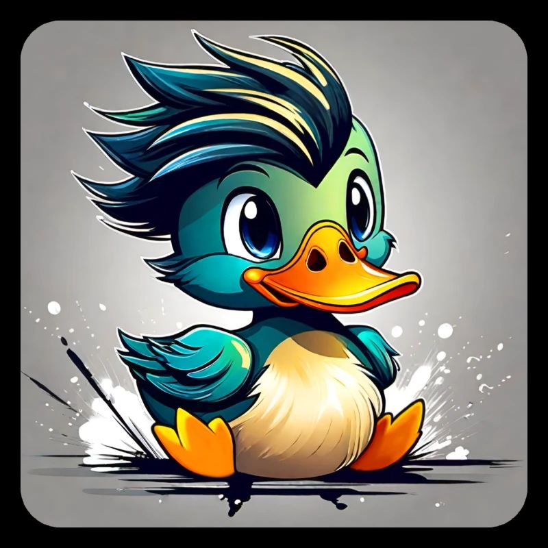 Petit canard avec une coiffure punk