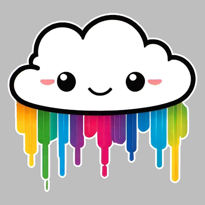 Cute Cloud Raining Rainbow Colors
