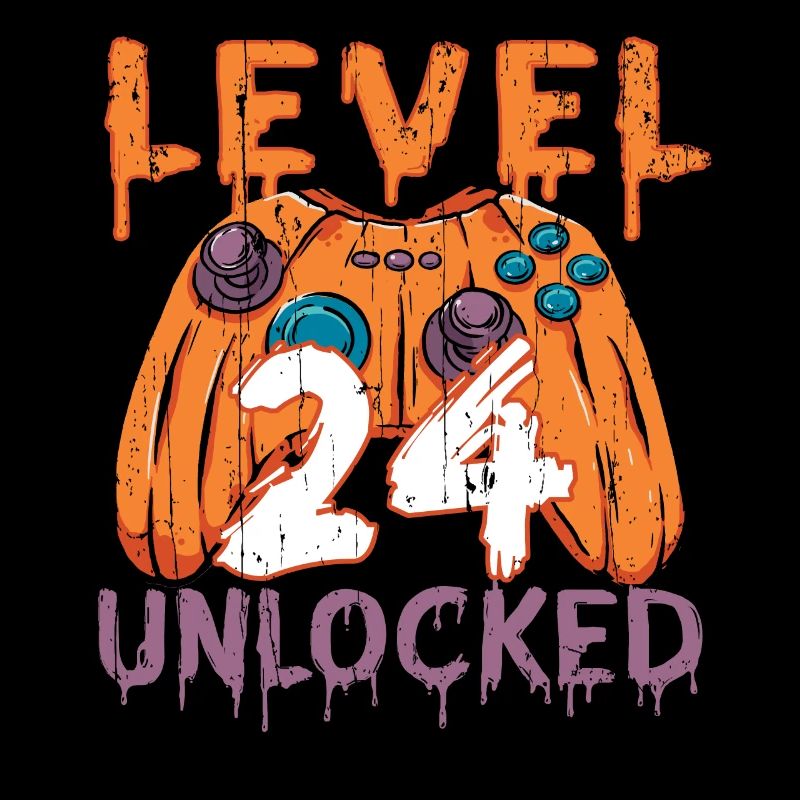 Halloween Pattern Pumpkin Game Gamer Birth Age 24
