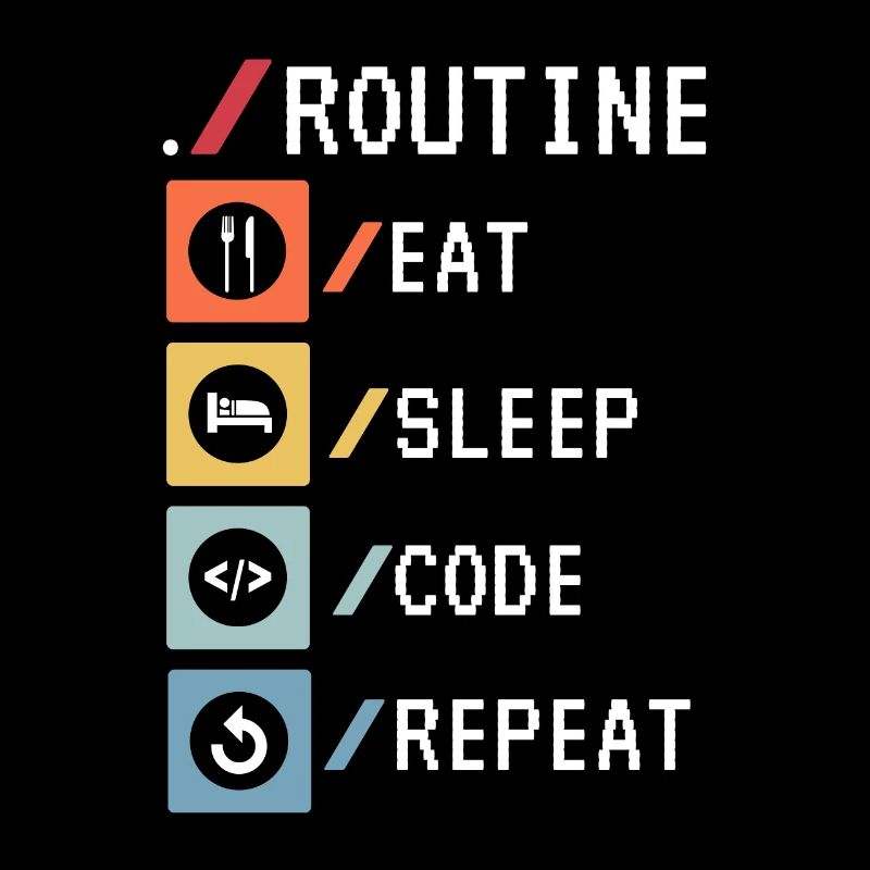 Routine Eat Sleep Code Repeat Developer Coder