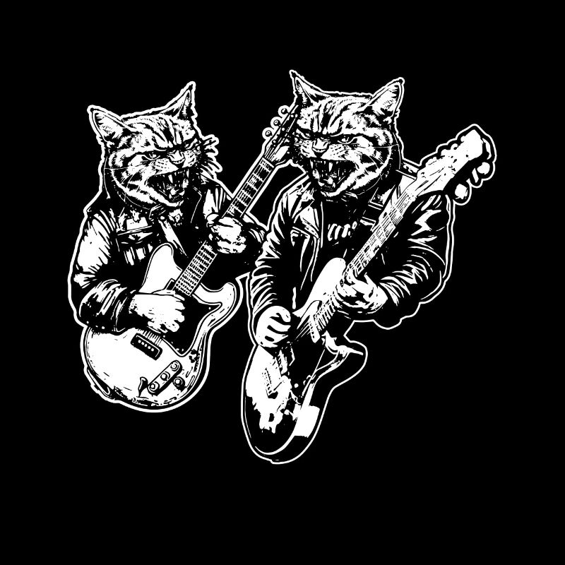 Deux chats jouent de la guitare Instruments Rock Mignon