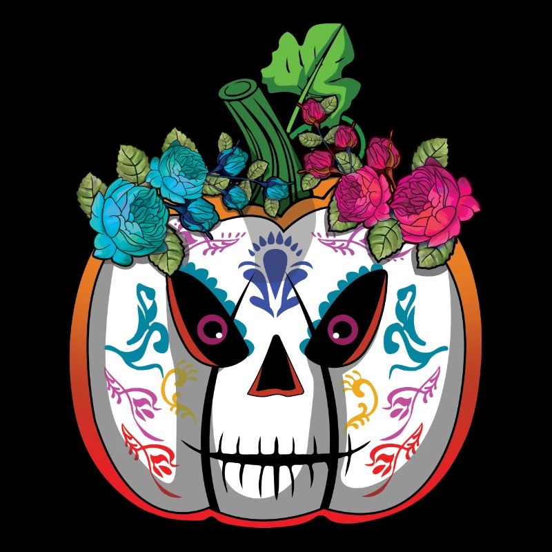 Pumpkin Mexican Floral Muertos Dead