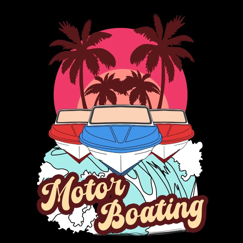 Motor Boating - Boot Motorboot Sommer Strand Retro