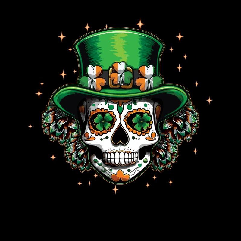 St Patrick's Day Skull with Shamrock
