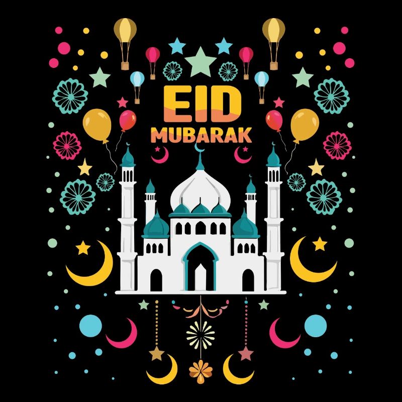 Eid Mubarak Feierliche Farbenfrohe Moschee