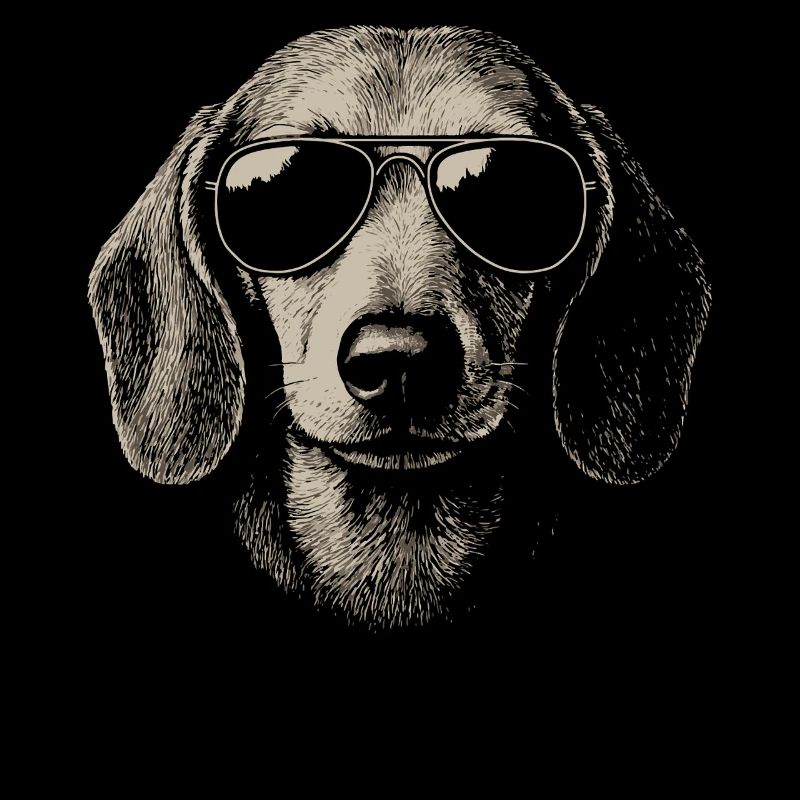 Coole Dackel Hund Pilotenbrille Skizze