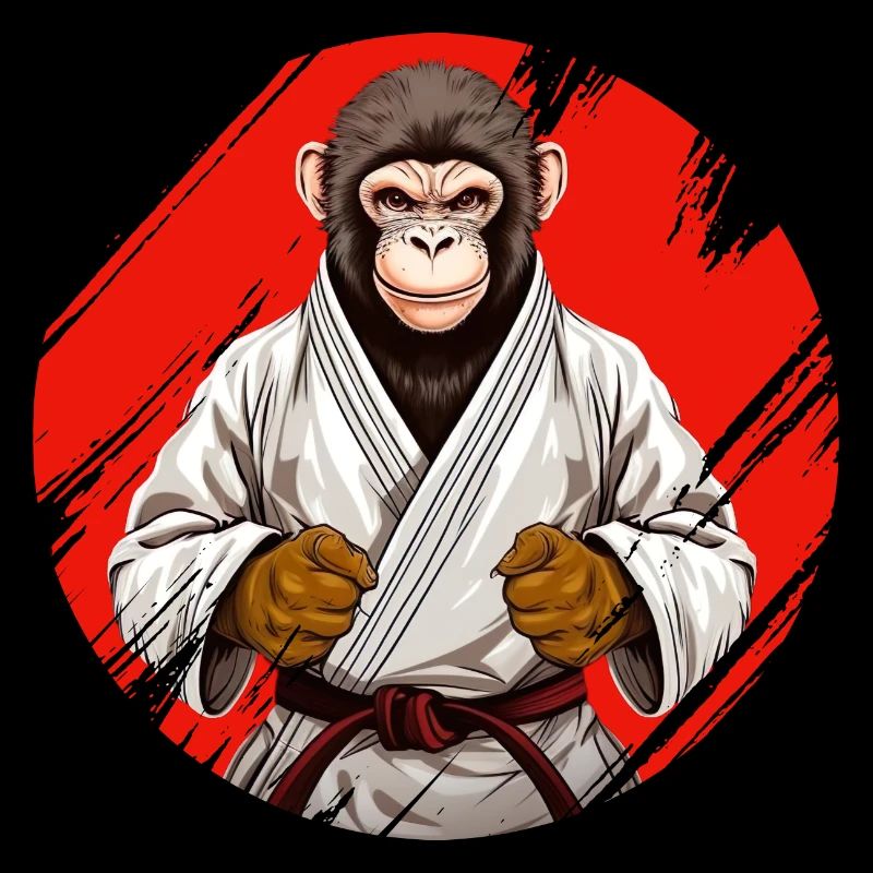 Karate Judo Affe Schimpanse Kampfsport