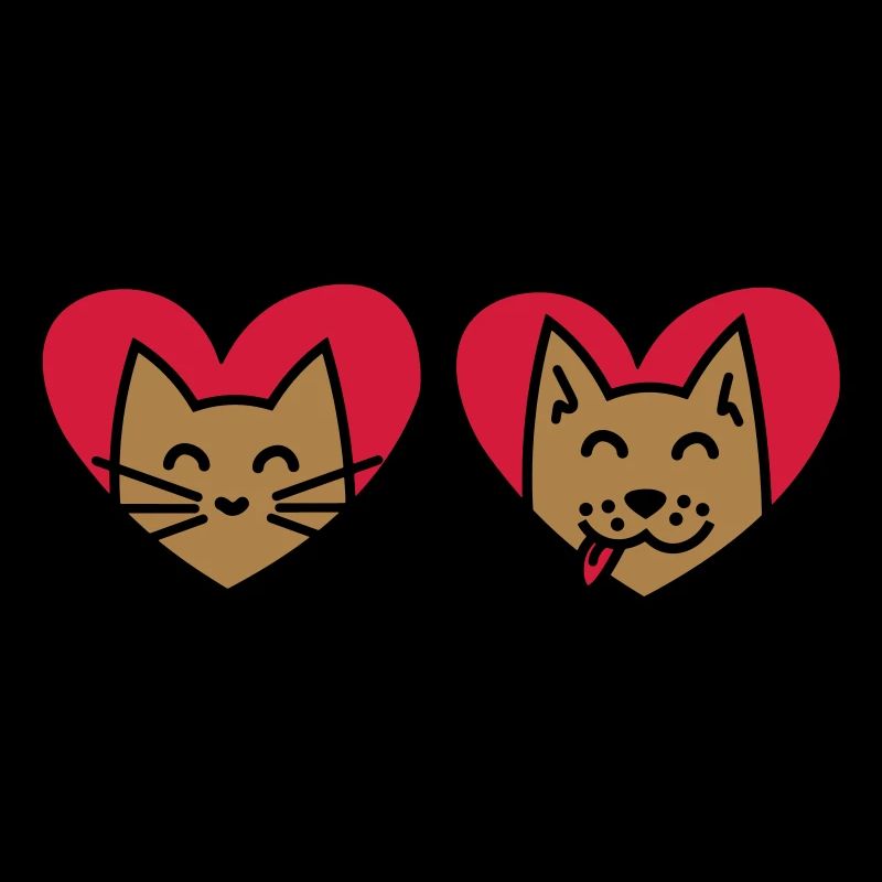 Chat et chien avec coeur! Chat et chien avec des coeurs