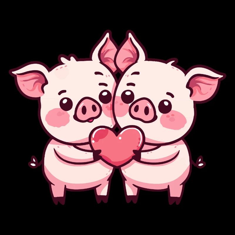 Schwein Comic Paar Liebe