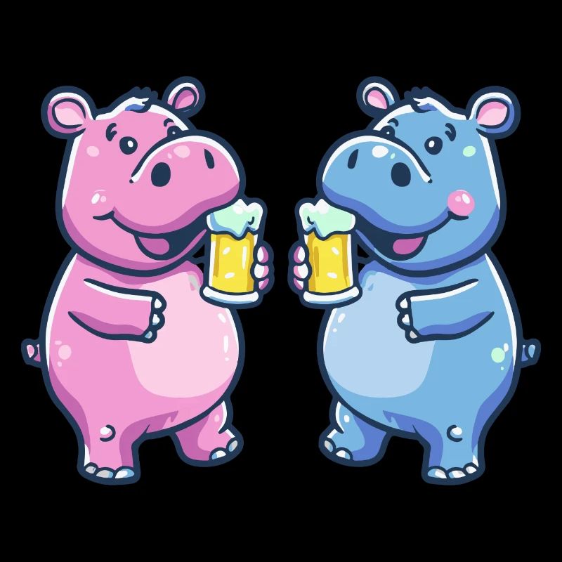 Nilpferd Comic Tier Bier Lustig Saufen