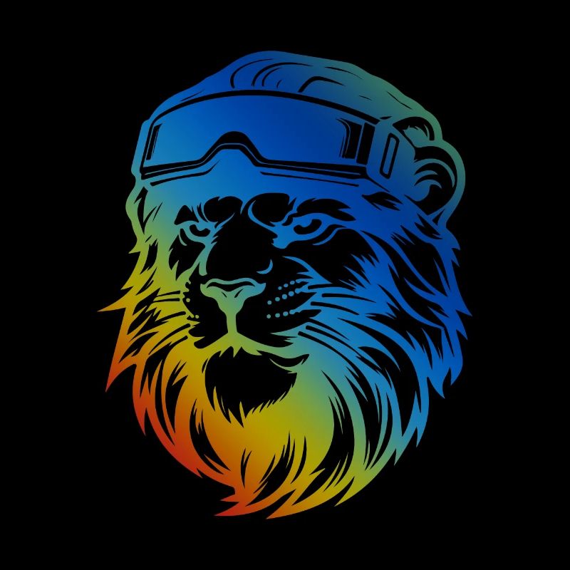 Ski Lion Snowboarder Coloré