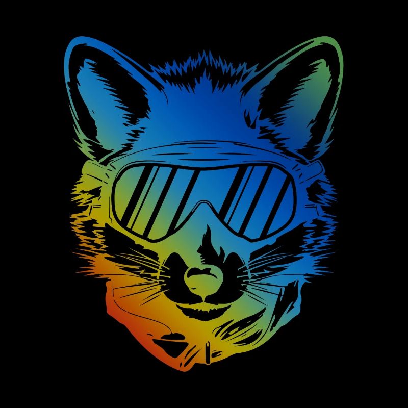 Ski Fox Snowboarder Coloré
