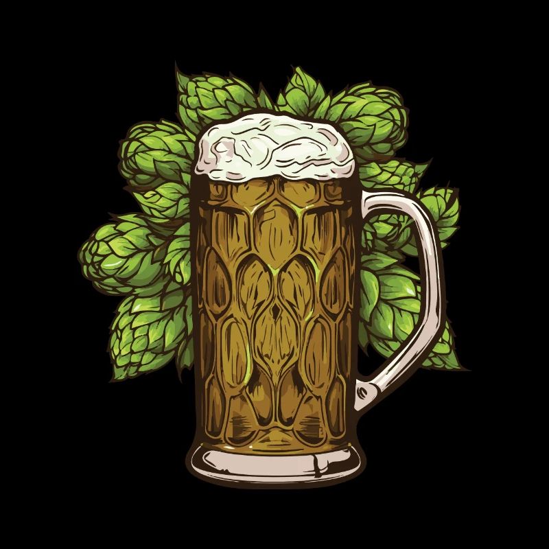 Verre à bière, houblon, malt, bière