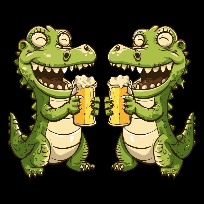 Alligator Comic Tier Bier Lustig Saufen