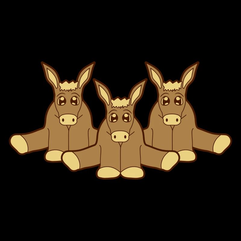 3 amis petit bébé mignon mignon assis âne pf