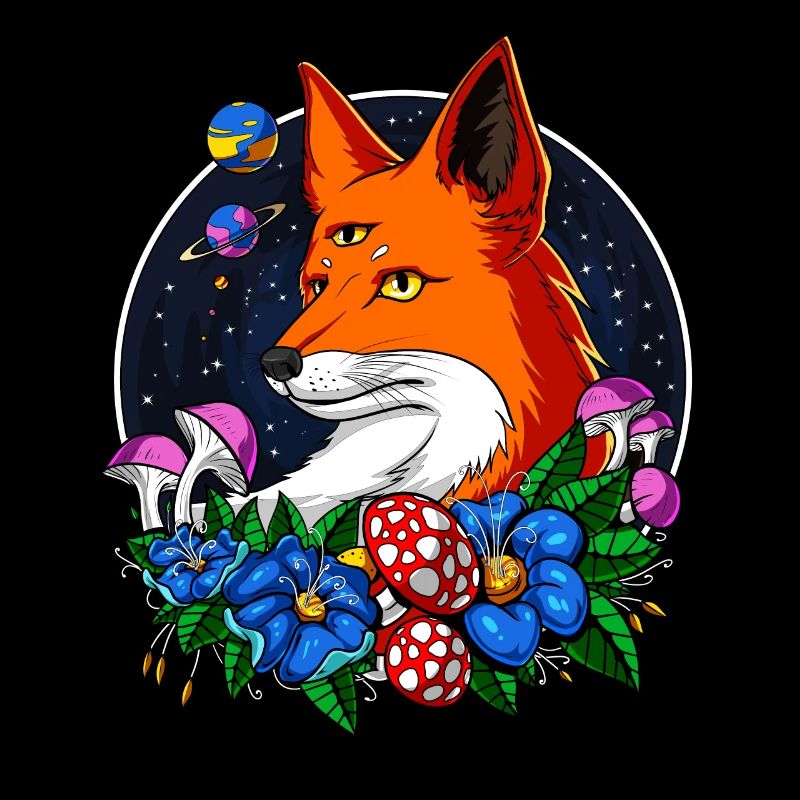 Psychedelic Fox Magic Mushrooms Third Eye