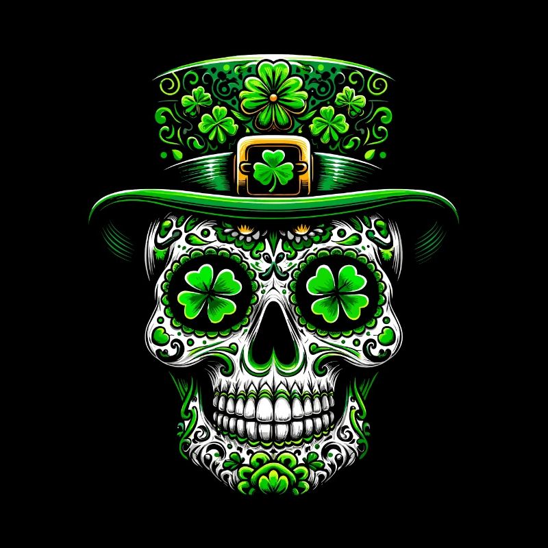 Sugar Skull Irish Ireland Shamrock St Patrick's Day