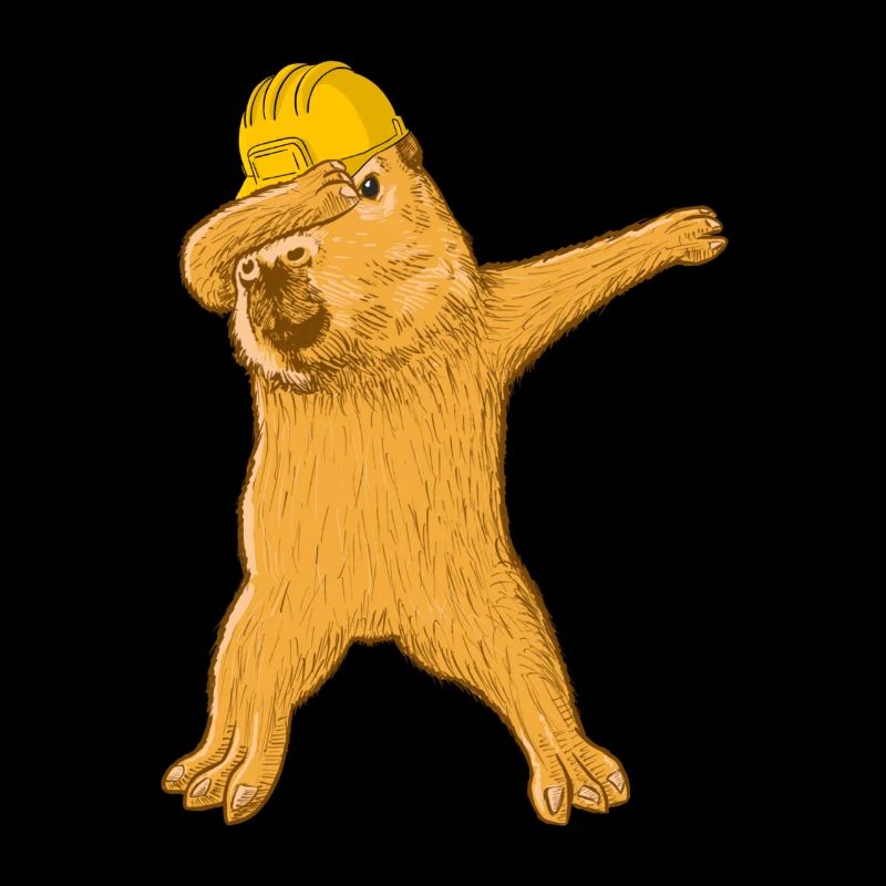 Dabbing Capybara with construction worker helmet
