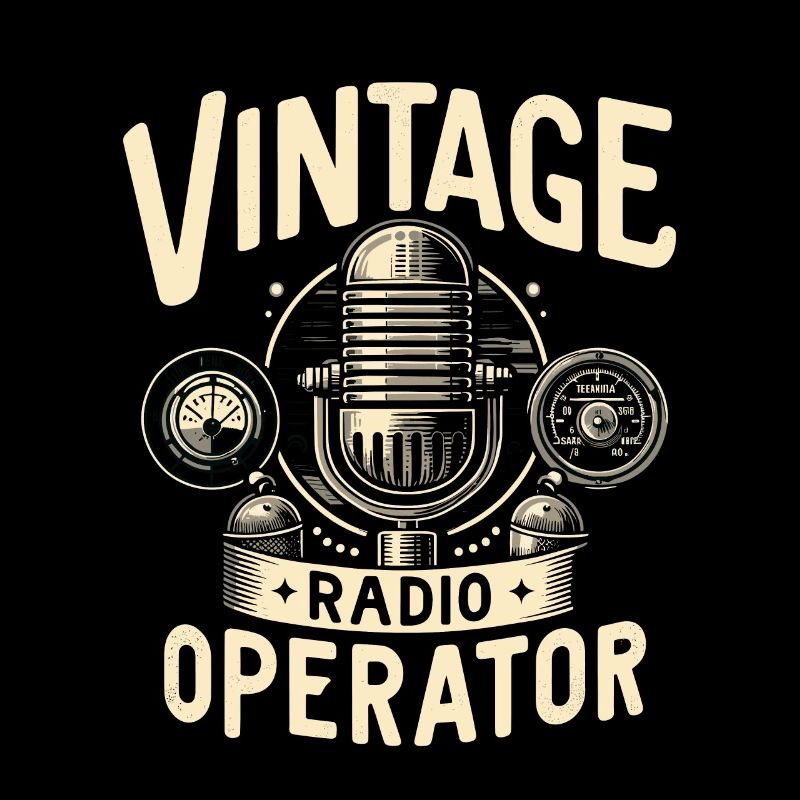Retro Radio Operator Microphone Graphic