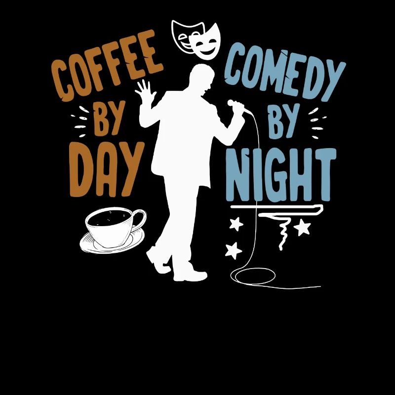 Kaffee bei Tag Comedy bei Nacht Komiker