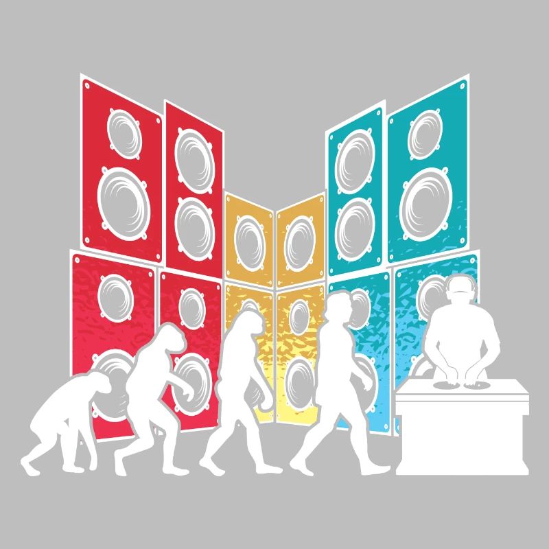 Evolution de l’homme DJ Techno Vinyle Rétro Vintage