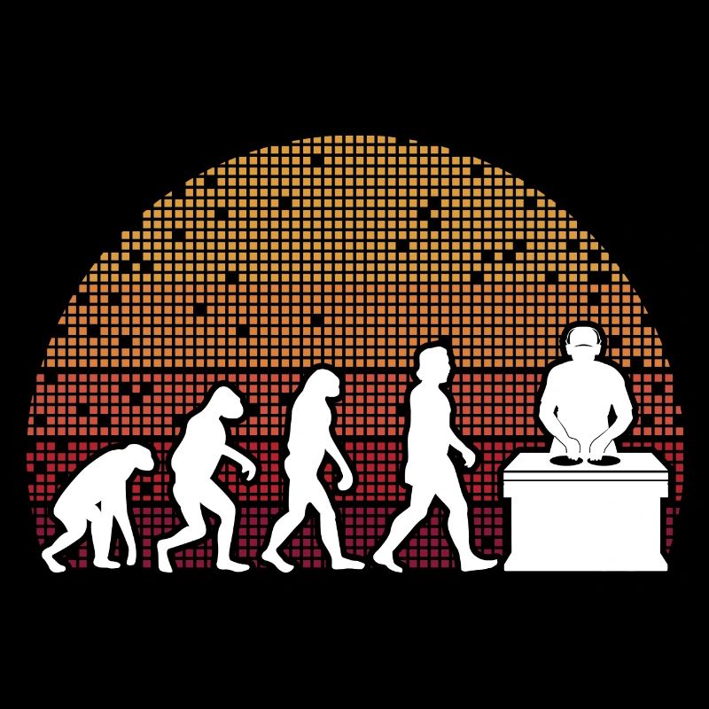 Evolution de l’homme DJ Techno Vinyle Rétro Vintage