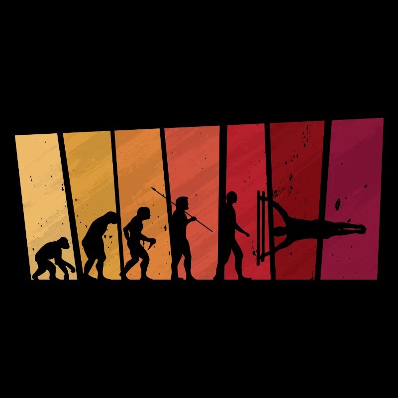 Evolution de l’homme Calisthenics Retro Vintage