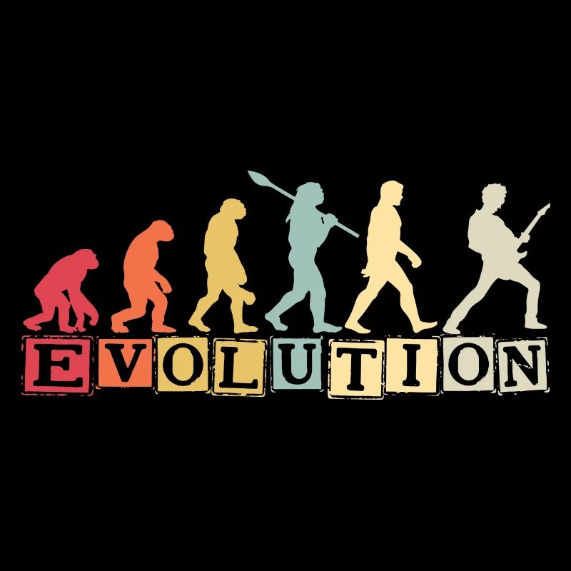 Human Evolution Guitar Band Retro Vintage