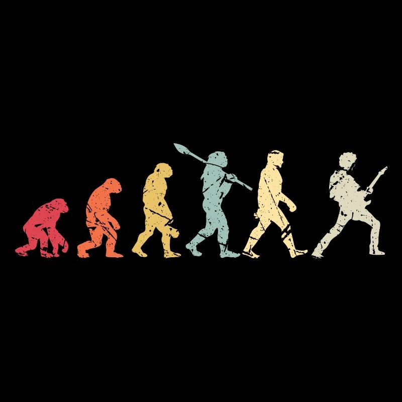 Human Evolution Guitar Band Retro Vintage