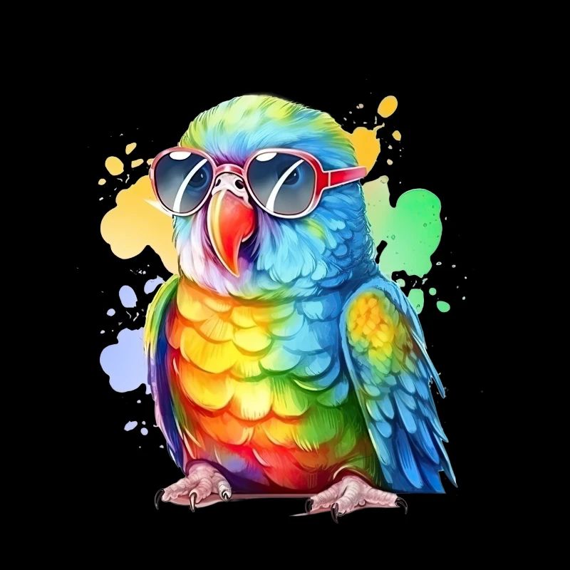 Bunter cooler Papagei mit Sonnenbrille