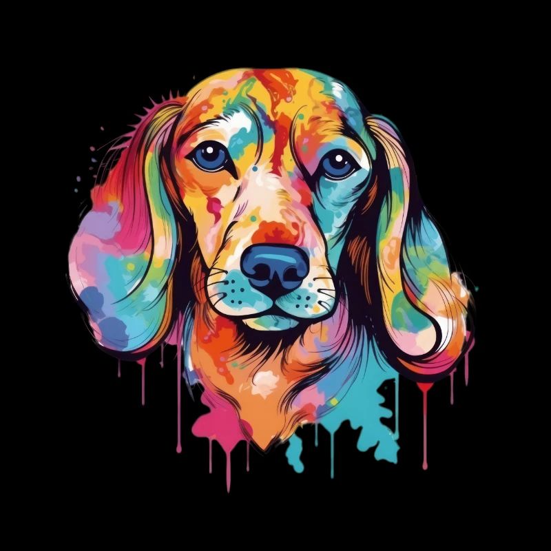 Aquarelle de chien teckel coloré cool