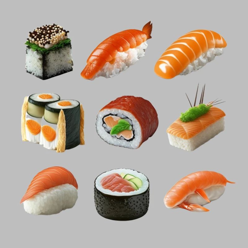 Différentes variantes de sushis