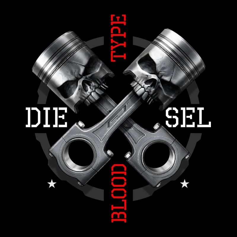 Skull blood diesel engine piston