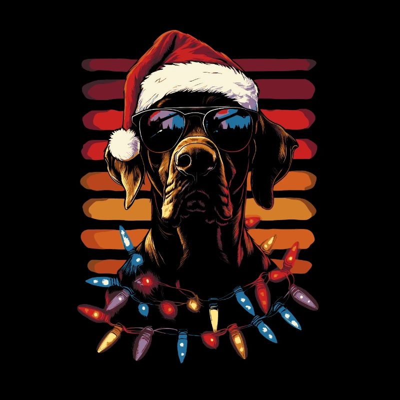 Great Dane Christmas Hat and Sunglasses