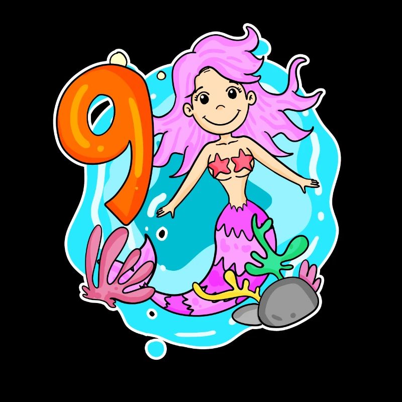 Fille de 9 ans sirène de 9ème anniversaire