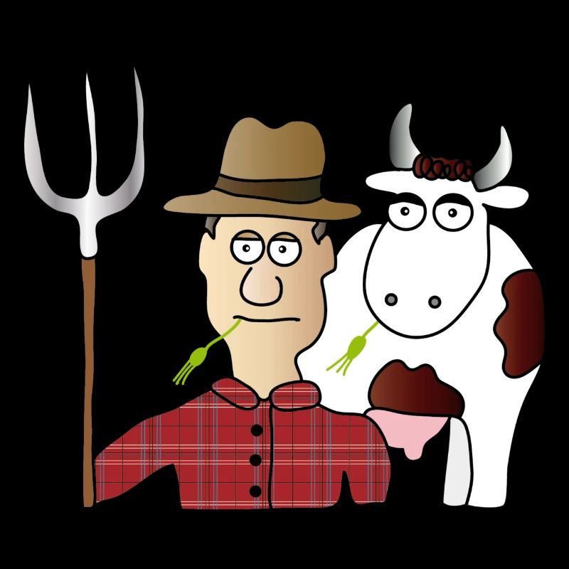 Peasant & Cow | Farmer | Cows Milking | pitchfork