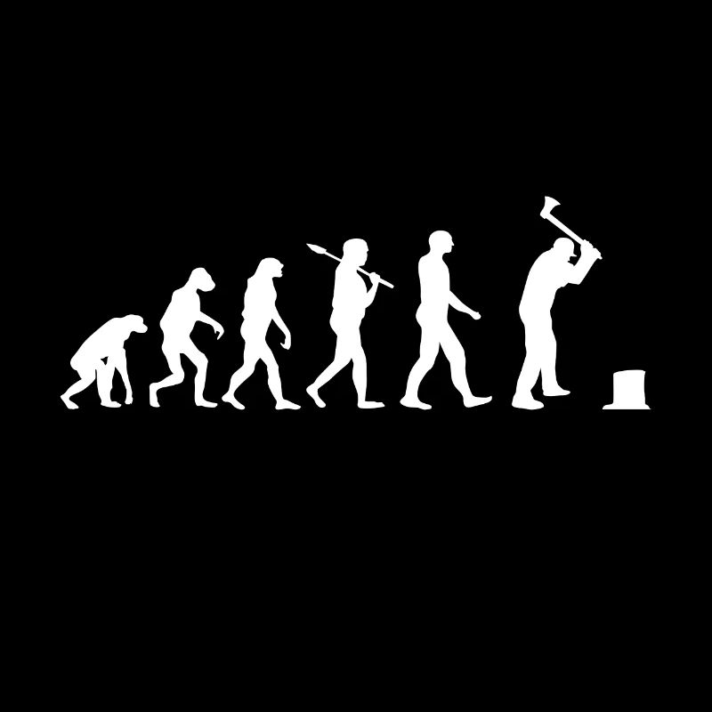 Bûcheron chemise · Evolution · · Outil hache