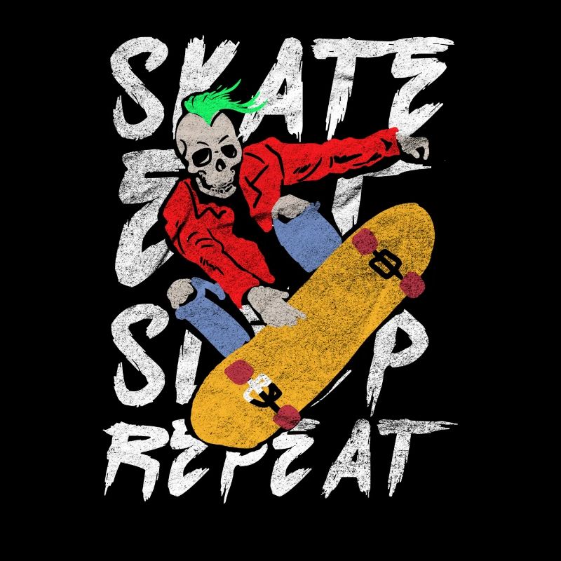 Manger dormir Répéter Skateboard Skateboard Crâne